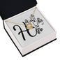 Botanical Monogram H - 18K Yellow Gold Finish Love Knot Necklace