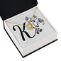 Botanical Monogram K - 18K Yellow Gold Finish Love Knot Necklace