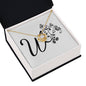 Botanical Monogram W - 18K Yellow Gold Finish Love Knot Necklace