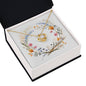Boho Flowers Wreath Watercolor 15 - 18K Yellow Gold Finish Love Knot Necklace