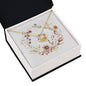 Boho Flowers Wreath Watercolor 08 - 18K Yellow Gold Finish Love Knot Necklace