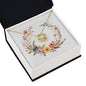 Boho Flowers Wreath Watercolor 17 - 18K Yellow Gold Finish Love Knot Necklace