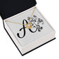 Botanical Monogram A - 18K Yellow Gold Finish Love Knot Necklace