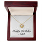 Happy Birthday Adell - 18K Yellow Gold Finish Love Knot Necklace With Mahogany Style Luxury Box