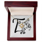 Botanical Monogram T - 18K Yellow Gold Finish Love Knot Necklace With Mahogany Style Luxury Box