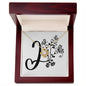 Botanical Monogram I - 18K Yellow Gold Finish Love Knot Necklace With Mahogany Style Luxury Box
