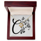 Botanical Monogram C - 18K Yellow Gold Finish Love Knot Necklace With Mahogany Style Luxury Box