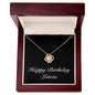 Happy Birthday Leticia v2 - 18K Yellow Gold Finish Love Knot Necklace With Mahogany Style Luxury Box