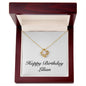Happy Birthday Lilian - 18K Yellow Gold Finish Love Knot Necklace With Mahogany Style Luxury Box