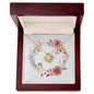 Boho Flowers Wreath Watercolor 20 - 18K Yellow Gold Finish Love Knot Necklace With Mahogany Style Luxury Box
