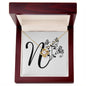 Botanical Monogram N - 18K Yellow Gold Finish Love Knot Necklace With Mahogany Style Luxury Box
