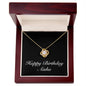 Happy Birthday Aisha v2 - 18K Yellow Gold Finish Love Knot Necklace With Mahogany Style Luxury Box