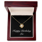 Happy Birthday Lee v2 - 18K Yellow Gold Finish Love Knot Necklace With Mahogany Style Luxury Box