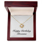 Happy Birthday Breanna - 18K Yellow Gold Finish Love Knot Necklace With Mahogany Style Luxury Box