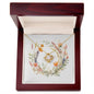 Boho Flowers Wreath Watercolor 09 - 18K Yellow Gold Finish Love Knot Necklace With Mahogany Style Luxury Box