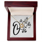 Botanical Monogram O - 18K Yellow Gold Finish Love Knot Necklace With Mahogany Style Luxury Box