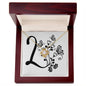 Botanical Monogram L - 18K Yellow Gold Finish Love Knot Necklace With Mahogany Style Luxury Box