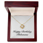 Happy Birthday Philomena - 18K Yellow Gold Finish Love Knot Necklace With Mahogany Style Luxury Box
