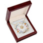 Boho Flowers Wreath Watercolor 15 - 18K Yellow Gold Finish Love Knot Necklace With Mahogany Style Luxury Box