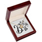 Botanical Monogram B - 18K Yellow Gold Finish Love Knot Necklace With Mahogany Style Luxury Box