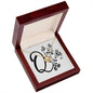 Botanical Monogram Q - 18K Yellow Gold Finish Love Knot Necklace With Mahogany Style Luxury Box