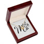 Botanical Monogram M - 18K Yellow Gold Finish Love Knot Necklace With Mahogany Style Luxury Box