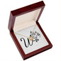 Botanical Monogram W - 18K Yellow Gold Finish Love Knot Necklace With Mahogany Style Luxury Box