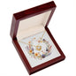 Boho Flowers Wreath Watercolor 14 - 18K Yellow Gold Finish Love Knot Necklace With Mahogany Style Luxury Box