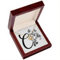 Botanical Monogram C - 18K Yellow Gold Finish Love Knot Necklace With Mahogany Style Luxury Box