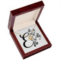 Botanical Monogram E - 18K Yellow Gold Finish Love Knot Necklace With Mahogany Style Luxury Box