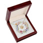 Boho Flowers Wreath Watercolor 07 - 18K Yellow Gold Finish Love Knot Necklace With Mahogany Style Luxury Box