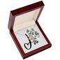 Botanical Monogram J - 18K Yellow Gold Finish Love Knot Necklace With Mahogany Style Luxury Box