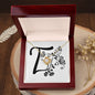 Botanical Monogram T - 18K Yellow Gold Finish Love Knot Necklace With Mahogany Style Luxury Box
