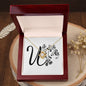 Botanical Monogram U - 18K Yellow Gold Finish Love Knot Necklace With Mahogany Style Luxury Box