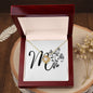 Botanical Monogram M - 18K Yellow Gold Finish Love Knot Necklace With Mahogany Style Luxury Box