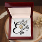 Botanical Monogram E - 18K Yellow Gold Finish Love Knot Necklace With Mahogany Style Luxury Box
