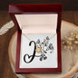 Botanical Monogram I - 18K Yellow Gold Finish Love Knot Necklace With Mahogany Style Luxury Box