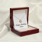 Happy Birthday Alesia - 18K Yellow Gold Finish Love Knot Necklace With Mahogany Style Luxury Box
