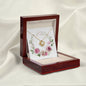 Watercolor Pink Floral Frame 1 - 18K Yellow Gold Finish Love Knot Necklace With Mahogany Style Luxury Box