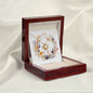 Boho Flowers Wreath Watercolor 14 - 18K Yellow Gold Finish Love Knot Necklace With Mahogany Style Luxury Box