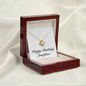 Happy Birthday Josephine - 18K Yellow Gold Finish Love Knot Necklace With Mahogany Style Luxury Box