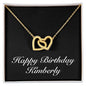 Happy Birthday Kimberly v2 - 18K Yellow Gold Finish Interlocking Hearts Necklace
