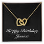 Happy Birthday Jessica v2 - 18K Yellow Gold Finish Interlocking Hearts Necklace