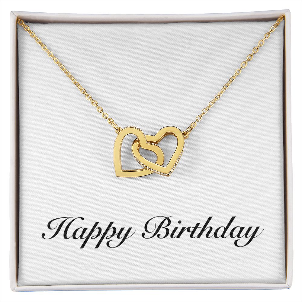 Happy Birthday - 18K Yellow Gold Finish Interlocking Hearts Necklace