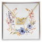 Boho Flowers Wreath Watercolor 02 - 18K Yellow Gold Finish Interlocking Hearts Necklace