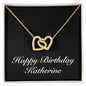 Happy Birthday Katherine v2 - 18K Yellow Gold Finish Interlocking Hearts Necklace