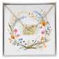 Boho Flowers Wreath Watercolor 15 - 18K Yellow Gold Finish Interlocking Hearts Necklace