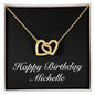 Happy Birthday Michelle v2 - 18K Yellow Gold Finish Interlocking Hearts Necklace