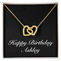 Happy Birthday Ashley v2 - 18K Yellow Gold Finish Interlocking Hearts Necklace