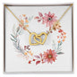 Boho Flowers Wreath Watercolor 20 - 18K Yellow Gold Finish Interlocking Hearts Necklace